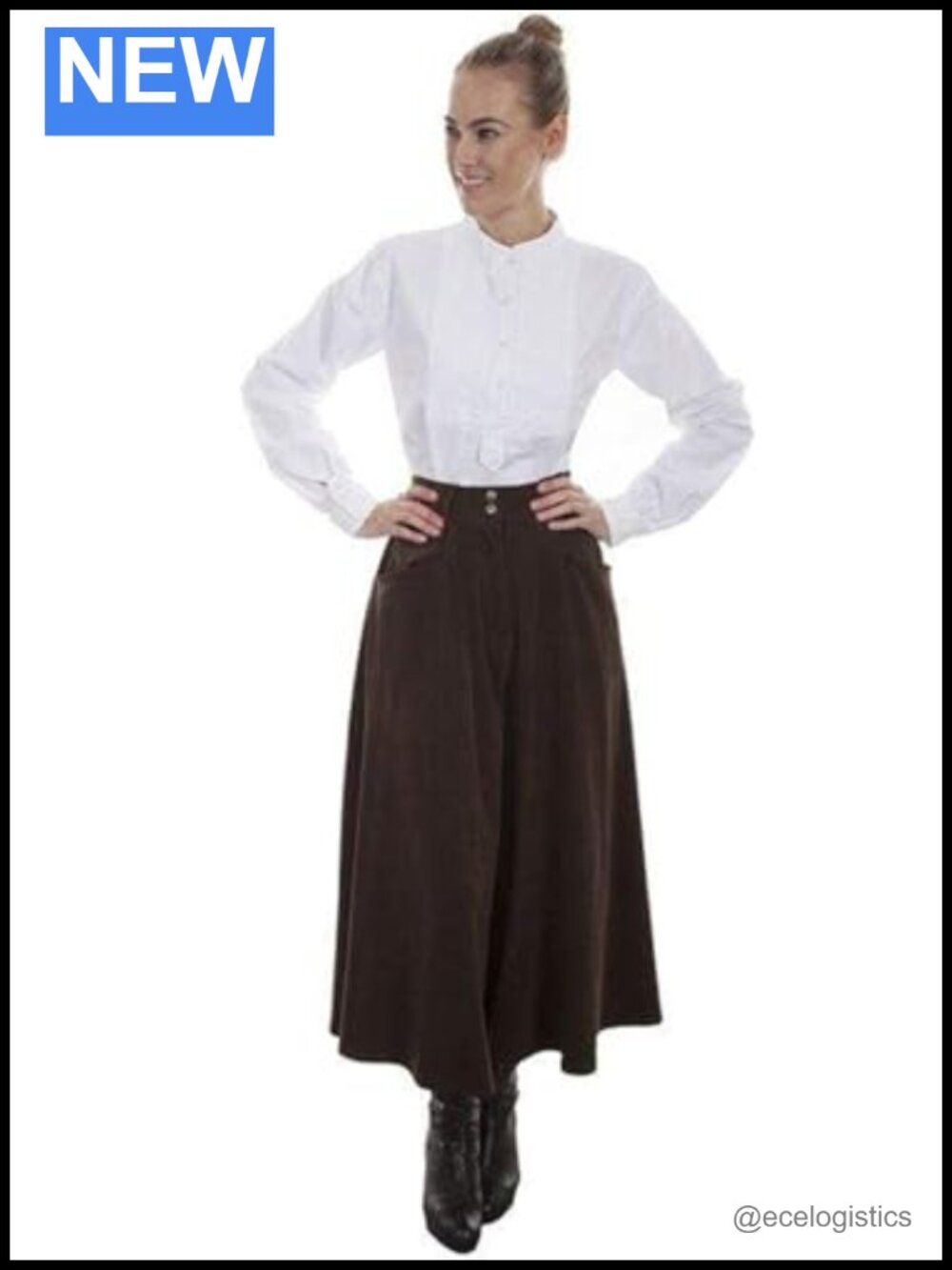 Faux Suede High Rise Maxi Riding Skirt Button Zip Belt Loops